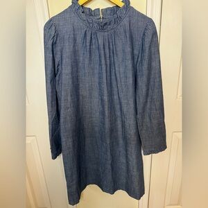 J. Crew Chambray Ruffle Collar Dress